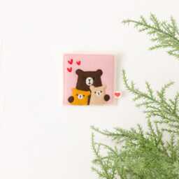 Cute Bears Family Picture, Small Wall Hanging, Wool Felt Ornament Fiber Art Decor Textile Mini Painting, Mama Bear Cubs Fabric Postcard - thumbnail 2