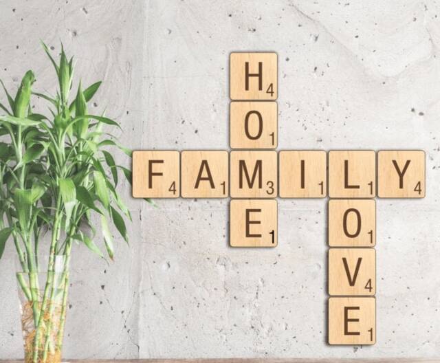 Wooden Home Family Love Scrabble Letters Wall Decor, Great Edition To Your Home