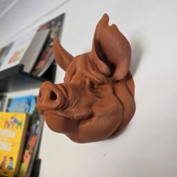 3D Printed Berkshire Pig Wall Mount - Animal Art Home Decor - thumbnail 3