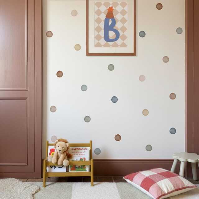 Muted Polka Dot Wall Decals - Fabric Peel & Stick Watercolour Sticker Set For Kids Rooms & Nursery - image 1