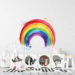 Large Bright Rainbow Wall Decal, Watercolor Nursery Sticker, Baby Room Stickers - Thevinylcreations - thumbnail 3