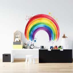 Large Bright Rainbow Wall Decal, Watercolor Nursery Sticker, Baby Room Stickers - Thevinylcreations - thumbnail 2