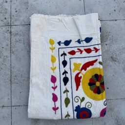 Cotton Suzani Quilt - Handcrafted Ethnic Embroidery, Bohemian Bedding, Reversible Textile Throw - thumbnail 4