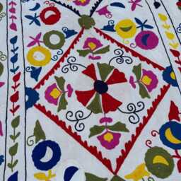Cotton Suzani Quilt - Handcrafted Ethnic Embroidery, Bohemian Bedding, Reversible Textile Throw - thumbnail 3