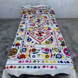 Cotton Suzani Quilt - Handcrafted Ethnic Embroidery, Bohemian Bedding, Reversible Textile Throw - thumbnail 2