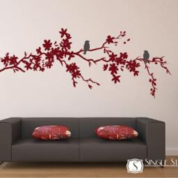 Tree Branch Wall Decal With Birds Nature Inspired Vinyl Home Decor - thumbnail 2