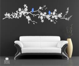 Tree Branch Wall Decal With Birds Nature Inspired Vinyl Home Decor - thumbnail 1