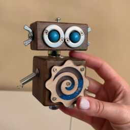 Wooden Robot Toy Quirky Desk Decor, College Student Gift