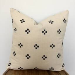 "Chiangmai Native Cotton Blue & Cream Printed Pillow Cushion Cover 50cmx50cm - 20""x20" - thumbnail 2