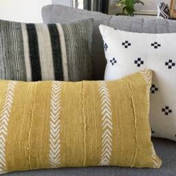 "Chiangmai Native Cotton Blue & Cream Printed Pillow Cushion Cover 50cmx50cm - 20""x20" - thumbnail 4