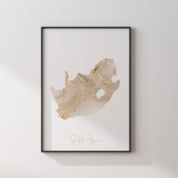 South Africa Map Beige & Gold Wall Art Print - thumbnail 3