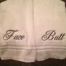 Face Butt Embroidered Towel College Gifts Christmas Gift Ideas Fathers Day Gag Birthday - thumbnail 4