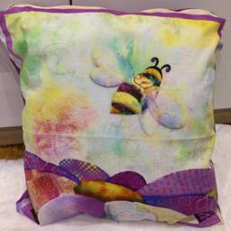 Birds, Butterflies, Insects Meadow Cushion Cover Colorful Cotton Pillow - thumbnail 3