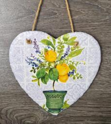 Lemon Tree Slate Heart Plaque Italian Decoration - 15cm - thumbnail 1