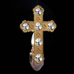 24K Gold Plated Holy Cross Handcrafted Luxury Night Light Decorated Swarovski Crystals Bedroom Bathroom Kids Room Gift Premium Decor - thumbnail 2