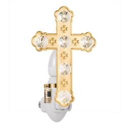 24K Gold Plated Holy Cross Handcrafted Luxury Night Light Decorated Swarovski Crystals Bedroom Bathroom Kids Room Gift Premium Decor