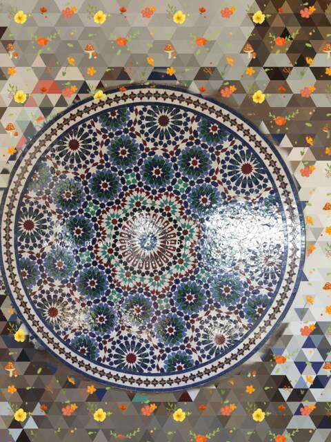 Round Mosaic Tabletop, Coffee Moroccan Tabletop