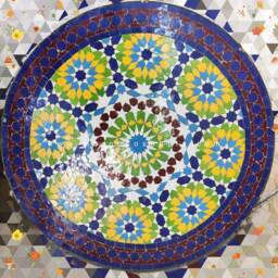 Round Mosaic Tabletop, Coffee Moroccan Tabletop - thumbnail 2