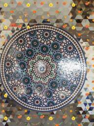 Round Mosaic Tabletop, Coffee Moroccan Tabletop - thumbnail 1