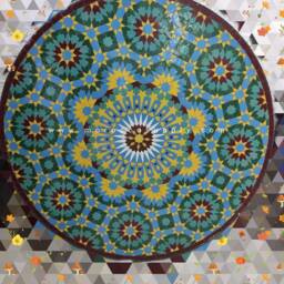 Round Mosaic Tabletop, Coffee Moroccan Tabletop - thumbnail 3