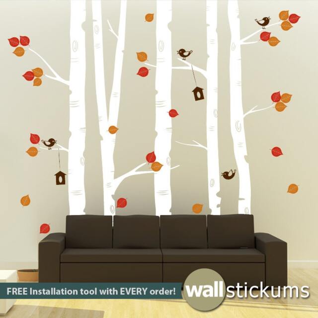 Birch Trees Wall Decal - Set Of 5 Nursery Decor & Living Room Wd0029 - image 1