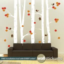 Birch Trees Wall Decal - Set Of 5 Nursery Decor & Living Room Wd0029 - thumbnail 1