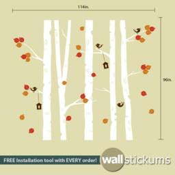 Birch Trees Wall Decal - Set Of 5 Nursery Decor & Living Room Wd0029 - thumbnail 2