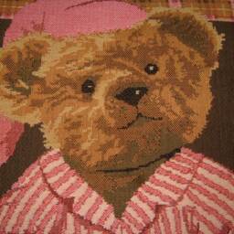 Pink Teddy Night Time Woven Tapestry Cushion Cover Sham - thumbnail 2