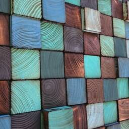 Reclaimed Wood Mosaic Wall Art - Large Blue Turquoise Decor - thumbnail 4