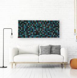 Reclaimed Wood Mosaic Wall Art - Large Blue Turquoise Decor - thumbnail 1