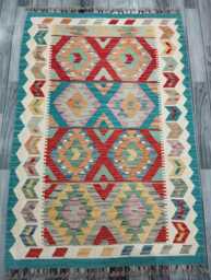 Classic Rug, Handmade Artisan Afghan Turkish Scandinavian Navajo Bohemian Wool Flatweave Multicolour Kilim Rug 148x101 cm - thumbnail 1