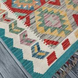 Classic Rug, Handmade Artisan Afghan Turkish Scandinavian Navajo Bohemian Wool Flatweave Multicolour Kilim Rug 148x101 cm - thumbnail 2