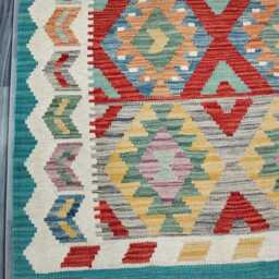 Classic Rug, Handmade Artisan Afghan Turkish Scandinavian Navajo Bohemian Wool Flatweave Multicolour Kilim Rug 148x101 cm - thumbnail 4
