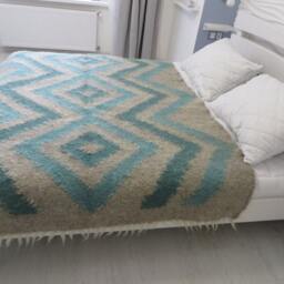 Handmade Wool Throw Blanket Scandinavian Woven Rug, Carpathian Design - thumbnail 2