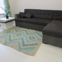 Handmade Wool Throw Blanket Scandinavian Woven Rug, Carpathian Design - thumbnail 4