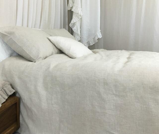 Natural Linen Duvet Cover, Undyed, Uncoloring, Handmade From Washed Linen, Available in Queen, King, Or Custom Size - image 1
