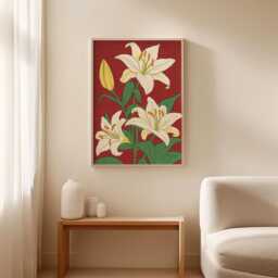 Japanese Crane Poster, Red Wall Art, Asian Bird Print - thumbnail 3