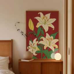 Japanese Crane Poster, Red Wall Art, Asian Bird Print - thumbnail 2