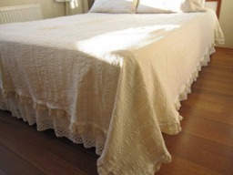 White Lightweight Super King Queen Twin Coverlet Summer Blanket - Top Sheet Natural Woven Turkish Cotton Linen Shabby Chic Ruffled Bedding - thumbnail 3