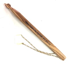 Olive Wood Yad Torah Pointer, Engraved Judaica Art, Bar Mitzvah Gift - thumbnail 1