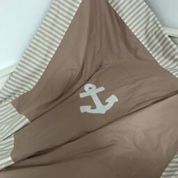 Country Style Maritime Patchwork Blanket Bedspread Baby Beige/White Ca.130x200cm - thumbnail 2