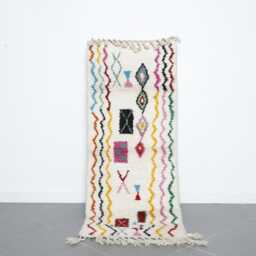 Handmade Moroccan Wool Rug Colorful Berber Azilal Runner - 2.7x6.6Ft - thumbnail 1