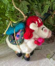 Felt Llama Ornament, Decoration. Felt Home Decor. Made in Nepal - thumbnail 1