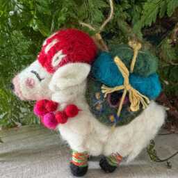 Felt Llama Ornament, Decoration. Felt Home Decor. Made in Nepal - thumbnail 2