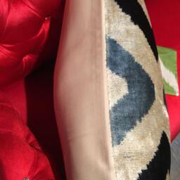 Handwoven Silk Ikat Velvet Pillow Cover - Home Decor Squares Design - thumbnail 2