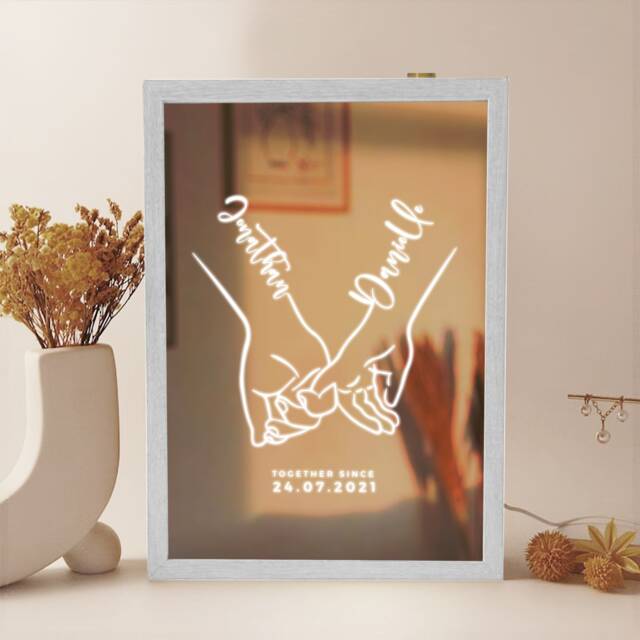 Personalized Anniversary Led Light Box, Custom Names & Date - image 1