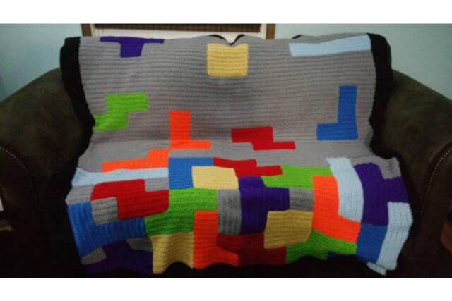 Video Game Family Blanket - Crocheted Blocks - image 1
