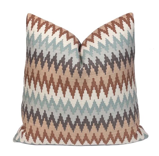 Home Accents Geometric Southwest Chevron Pillow Cover - Blue/Brown/Grey Ronnie Gold Decorative Accent Both Sides - image 1