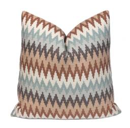 Home Accents Geometric Southwest Chevron Pillow Cover - Blue/Brown/Grey Ronnie Gold Decorative Accent Both Sides