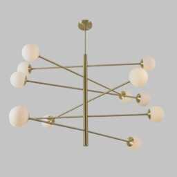 Stilnovo Style Mid-Century Modern Brass Sputnik Chandelier, 12-Glass Globe Starburst Ceiling Light For Bedroom - thumbnail 2